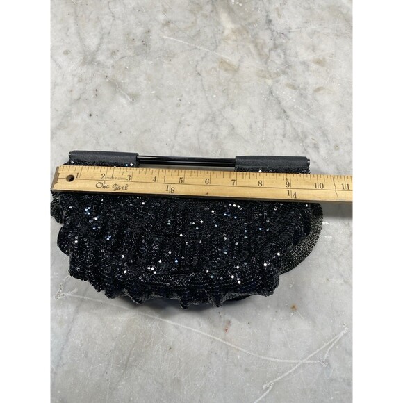 The Limited Black Clutch Metal & Ruffled Mesh EUC - Picture 7 of 9